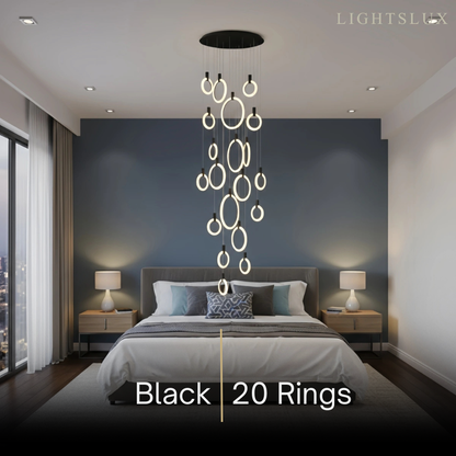 Excelis Luxury Layered Ring Chandelier – Concentric Design for Staircase & Living Room