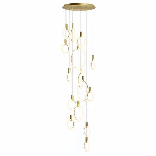 Excelis Luxury Layered Ring Chandelier – Concentric Design for Staircase & Living Room