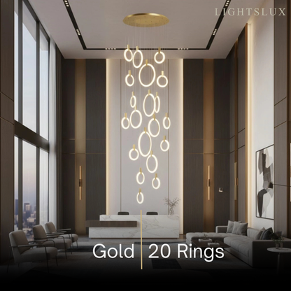 Excelis Luxury Layered Ring Chandelier – Concentric Design for Staircase & Living Room