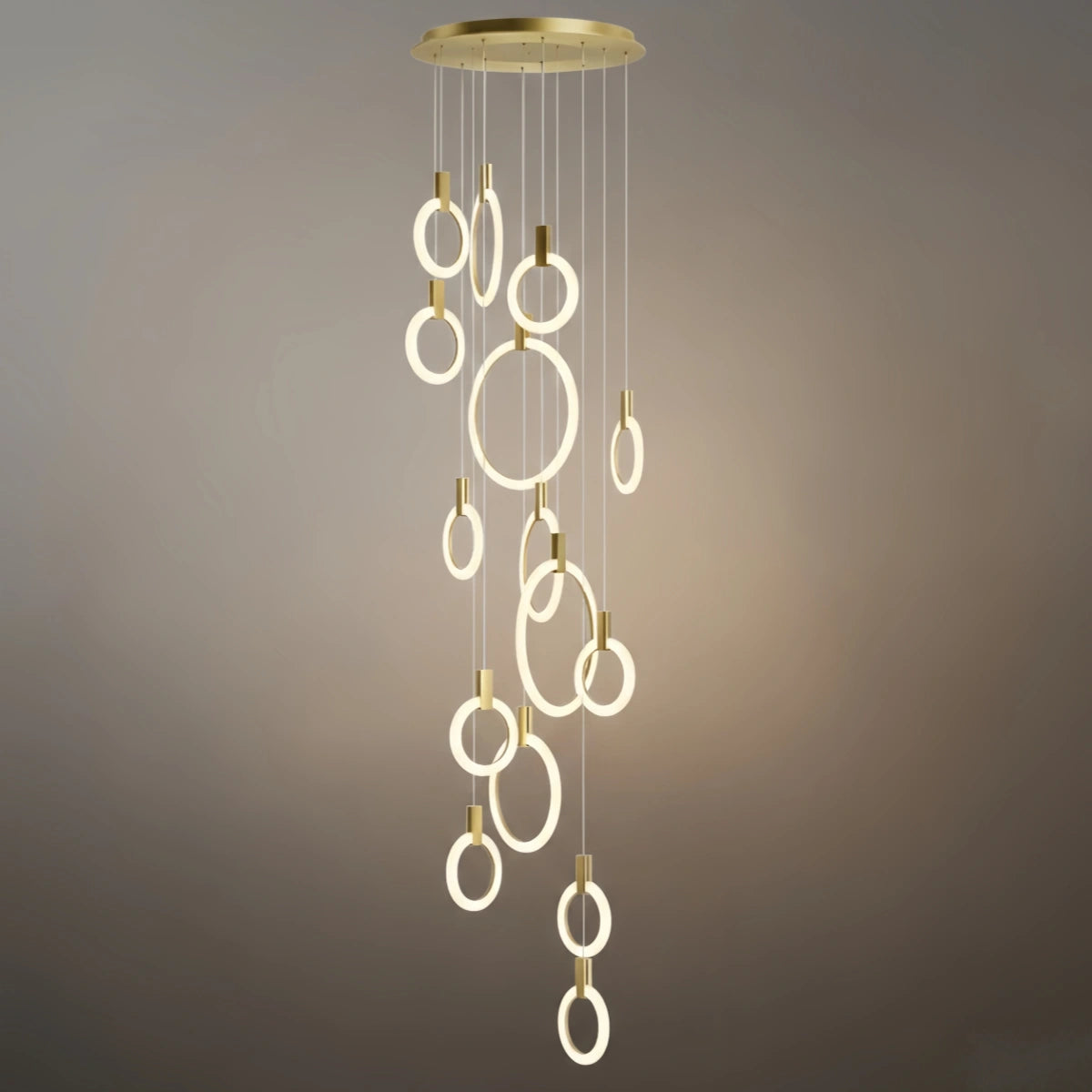 Excelis Luxury Layered Ring Chandelier – Concentric Design for Staircase & Living Room
