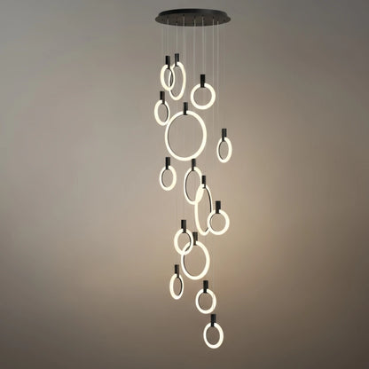 Excelis Luxury Layered Ring Chandelier – Concentric Design for Staircase & Living Room