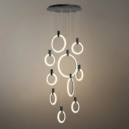 Excelis Luxury Layered Ring Chandelier – Concentric Design for Staircase & Living Room