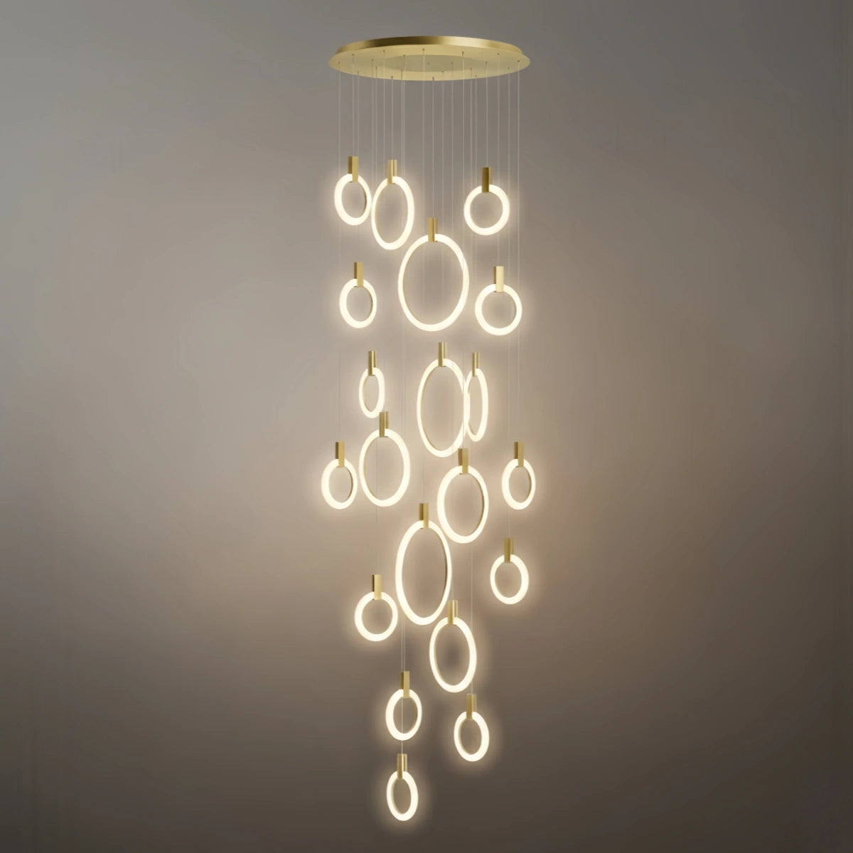 Excelis Luxury Layered Ring Chandelier – Concentric Design for Staircase & Living Room