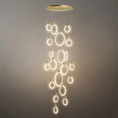 Excelis Luxury Layered Ring Chandelier – Concentric Design for Staircase & Living Room