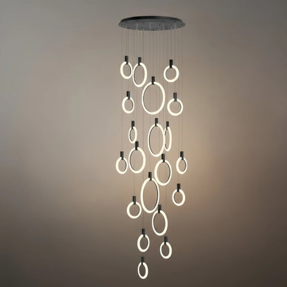 Excelis Luxury Layered Ring Chandelier – Concentric Design for Staircase & Living Room