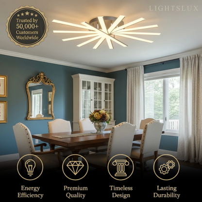 Nebula Modern Geometric Linear Ceiling Light – Black Ash/Metallic Gold for Living Room