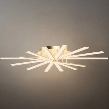 Nebula Modern Geometric Linear Ceiling Light – Black Ash/Metallic Gold for Living Room