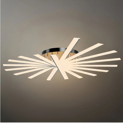 Nebula Modern Geometric Linear Ceiling Light – Black Ash/Metallic Gold for Living Room