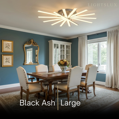 Nebula Modern Geometric Linear Ceiling Light – Black Ash/Metallic Gold for Living Room