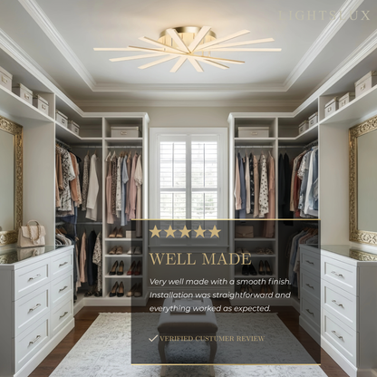 Nebula Modern Geometric Linear Ceiling Light – Black Ash/Metallic Gold for Living Room