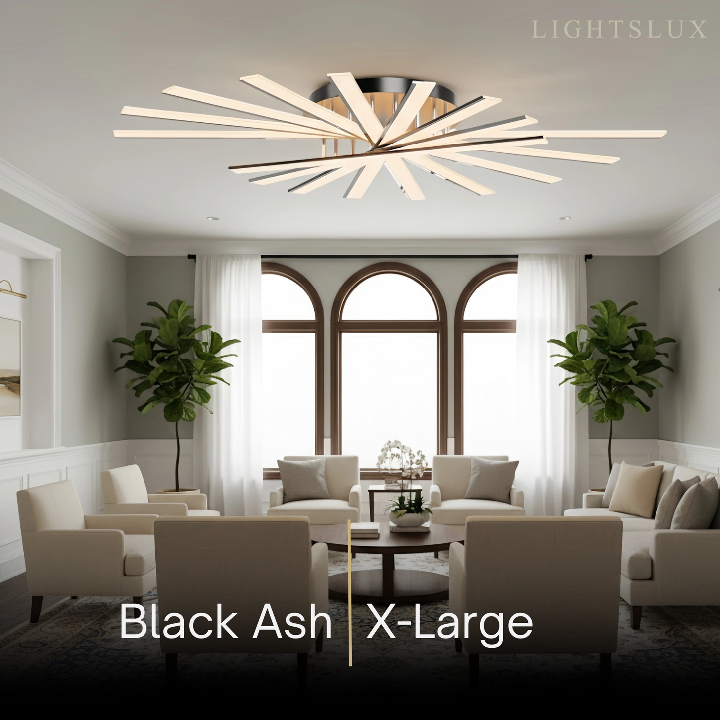 Nebula Modern Geometric Linear Ceiling Light – Black Ash/Metallic Gold for Living Room