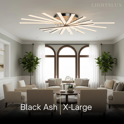Nebula Modern Geometric Linear Ceiling Light – Black Ash/Metallic Gold for Living Room