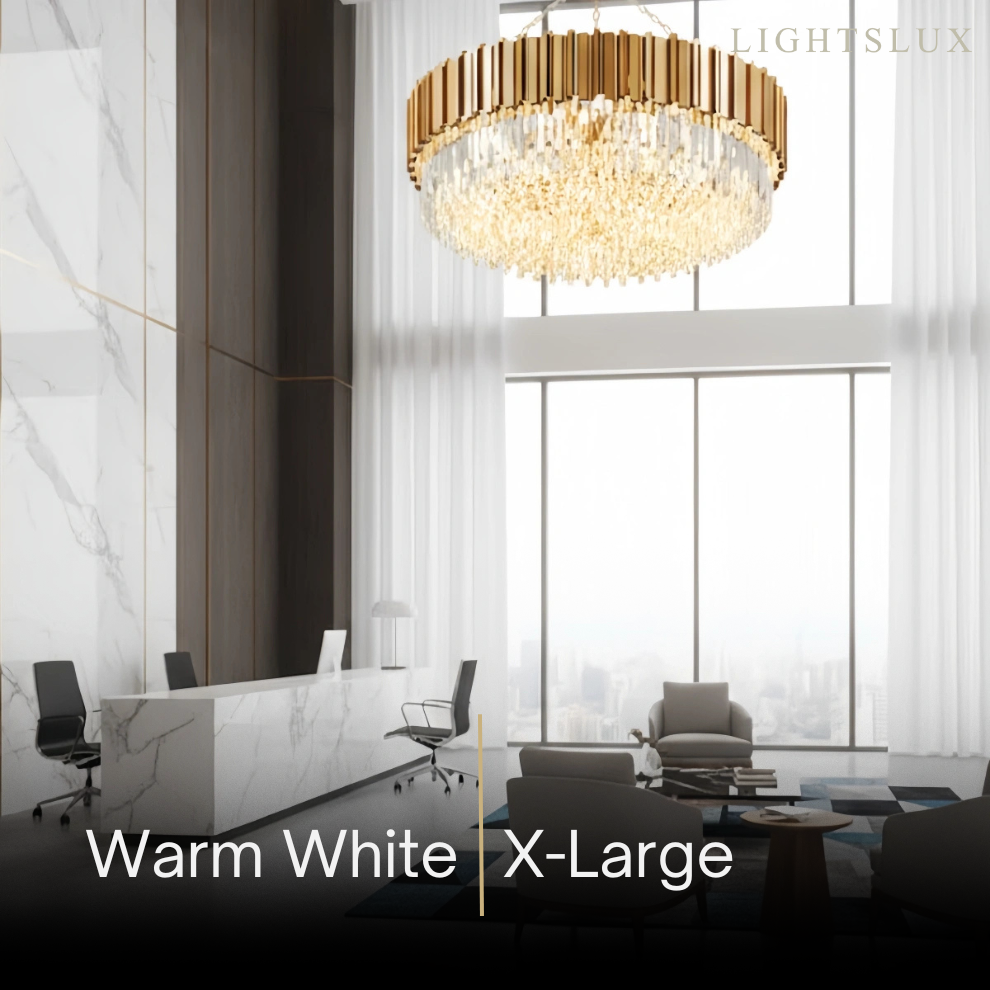 Royal Gold Crystal Chandelier – Tiered Metal with Sparkling Crystals