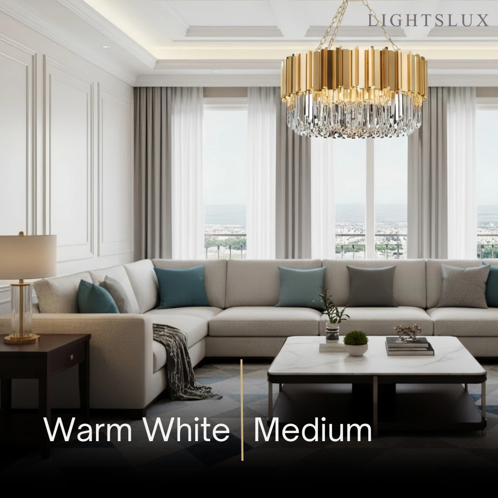 Royal Gold Crystal Chandelier – Tiered Metal with Sparkling Crystals