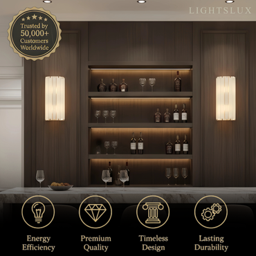 Excelis Modern Vertical Alabaster Wall Sconce – Stainless Steel Frame Hallway