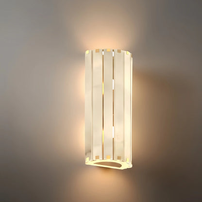 Excelis Modern Vertical Alabaster Wall Sconce – Stainless Steel Frame Hallway