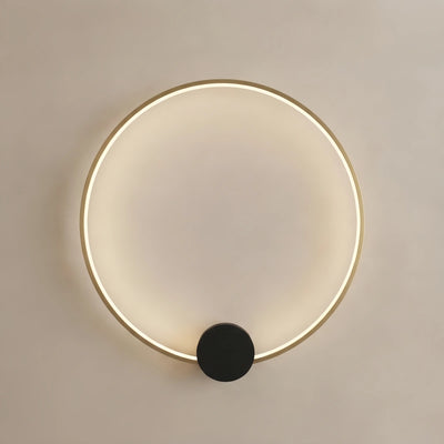 Minimalist Sun Copper Wall Light – Matte Black Adjustable Brightness for Bedroom