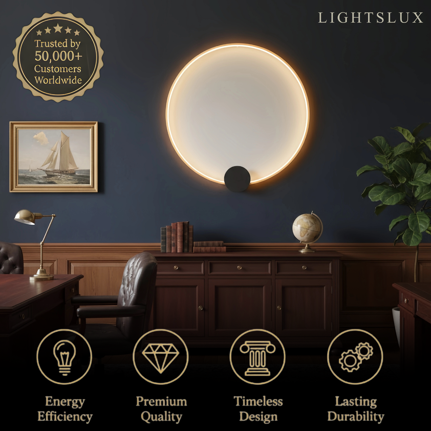 Minimalist Sun Copper Pendant Light – Matte Black Adjustable Brightness for Bedroom