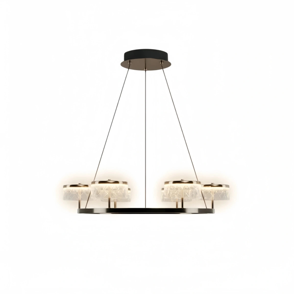 Mid-Century Tiered Hanging Chandelier – Adjustable Gold Pearl Black Dining/Living Room