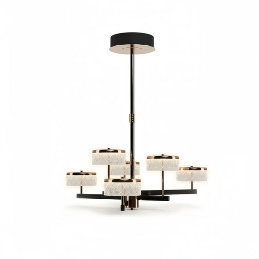 Excelis Modern Luxury Tiered Gold Pearl Black Chandelier for Dining/Living Room