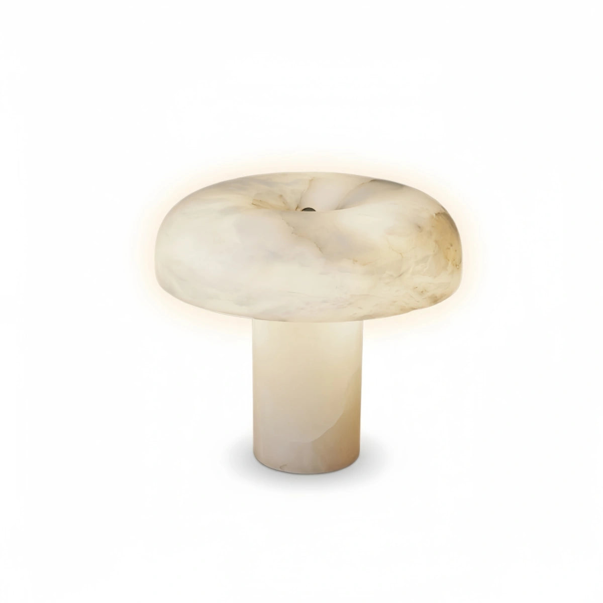 Modern Table Lamp – Alabaster & Stainless Steel Rounded for Bedside or Desk