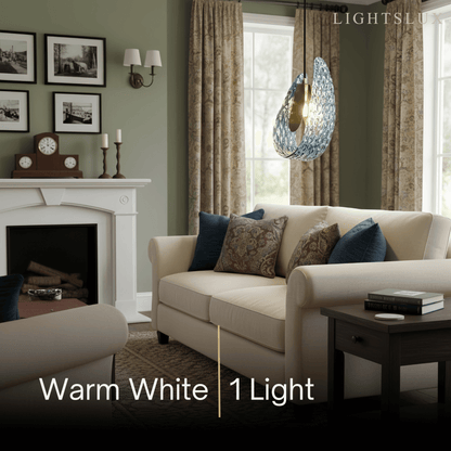 Art Deco Peacock Chandelier – Blue Feather Art Glass Contemporary for Dining Room Bedroom