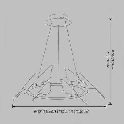 Modern Bird Chandelier – Gold Acrylic Magpie Design_