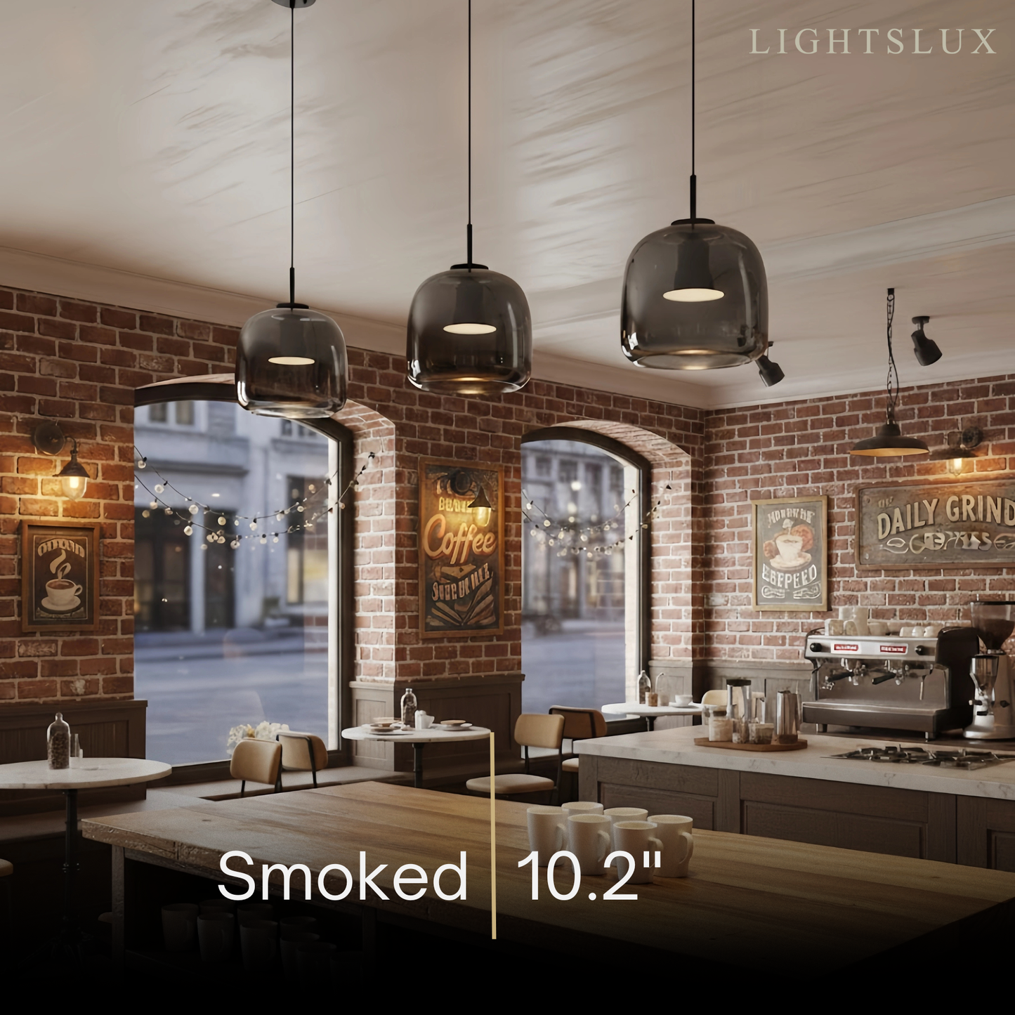 Vetro Modern Pendant Light – Glass in Amber/Smoked for Kitchen/Dining Room