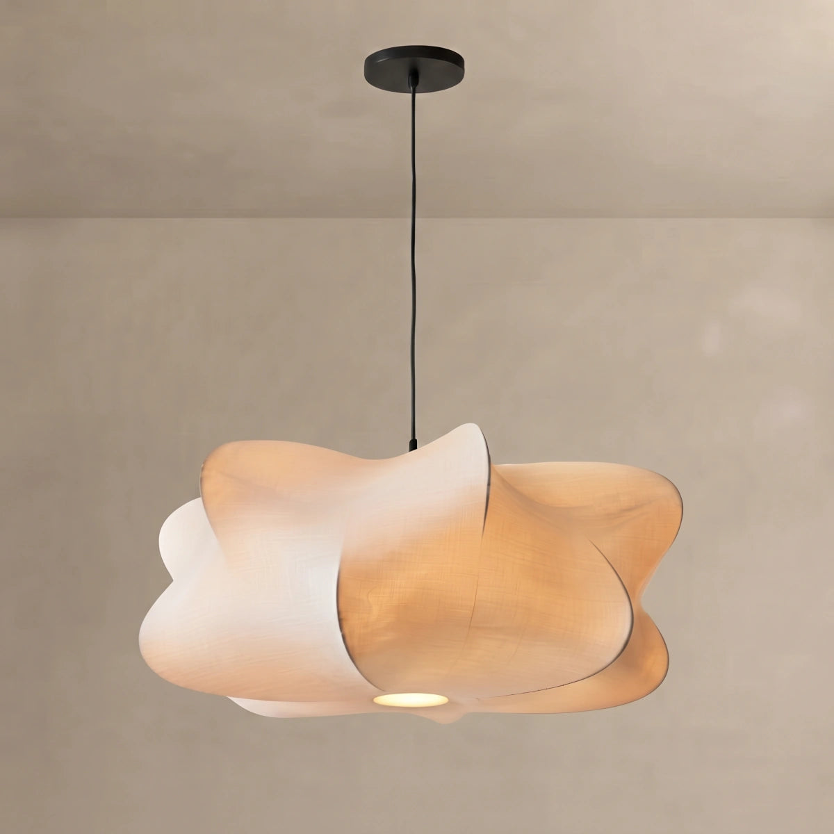 Zenno Japandi Pendant Light – White Silk Crossover Design for Bedroom Dining Room