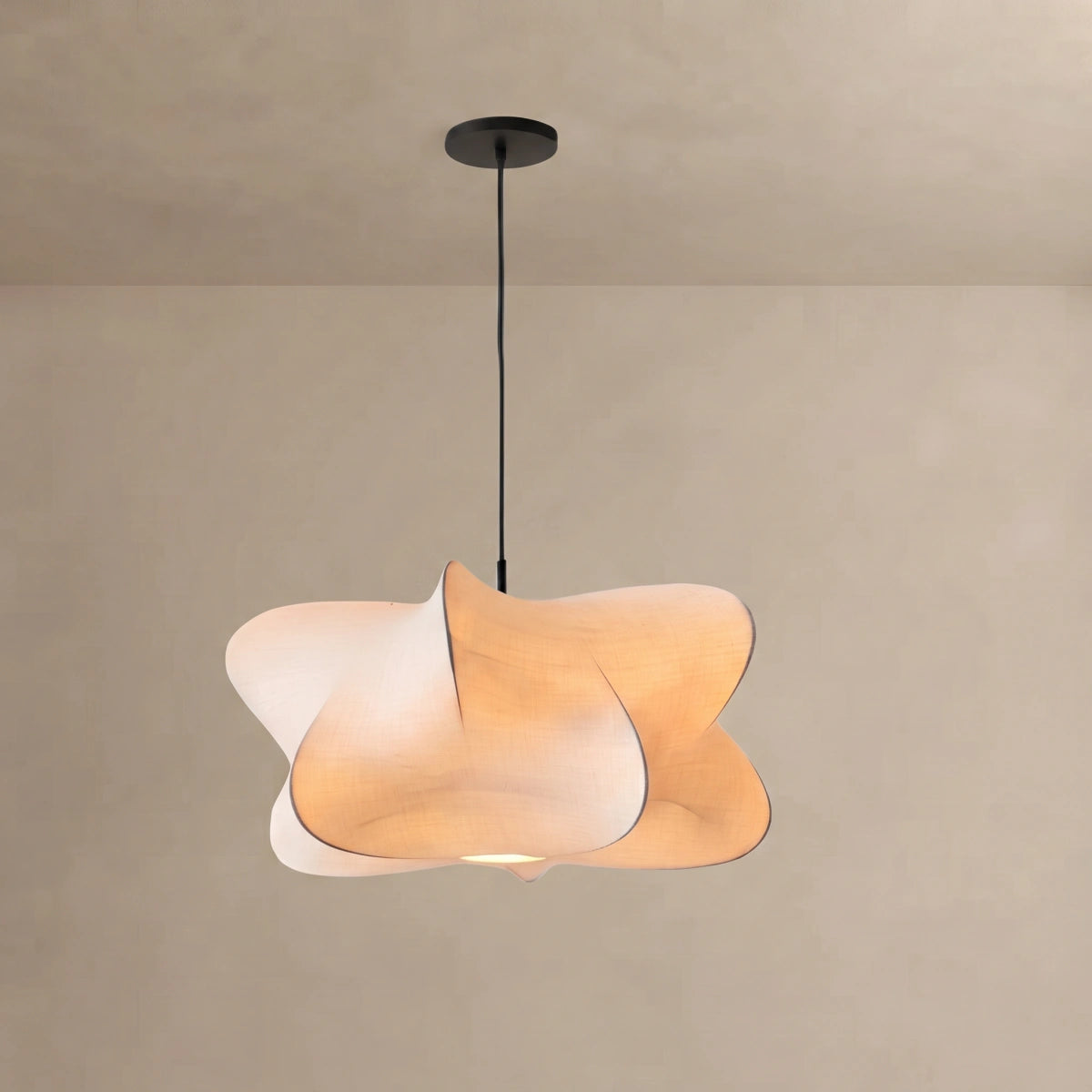 Zenno Japandi Pendant Light – White Silk Crossover Design for Bedroom Dining Room