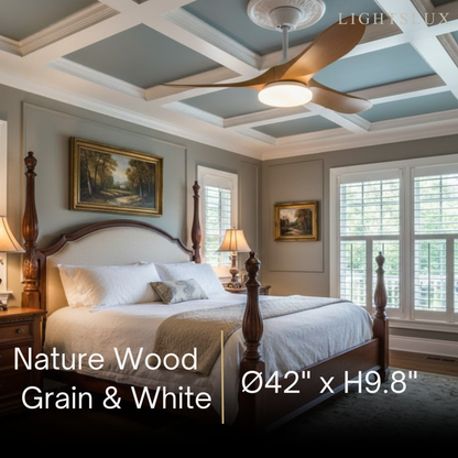 Zenno Modern Wood Ceiling Fan Light – 42” 52” Adjustable Airflow & Light Dining Room