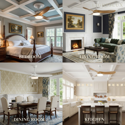 Zenno Modern Wood Ceiling Fan Light – 42” 52” Adjustable Airflow & Light Dining Room