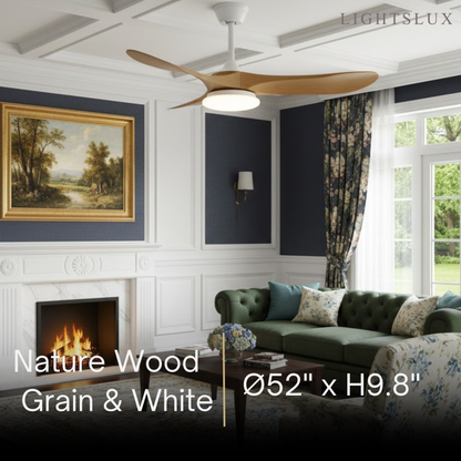 Zenno Modern Wood Ceiling Fan Light – 42” 52” Adjustable Airflow & Light Dining Room