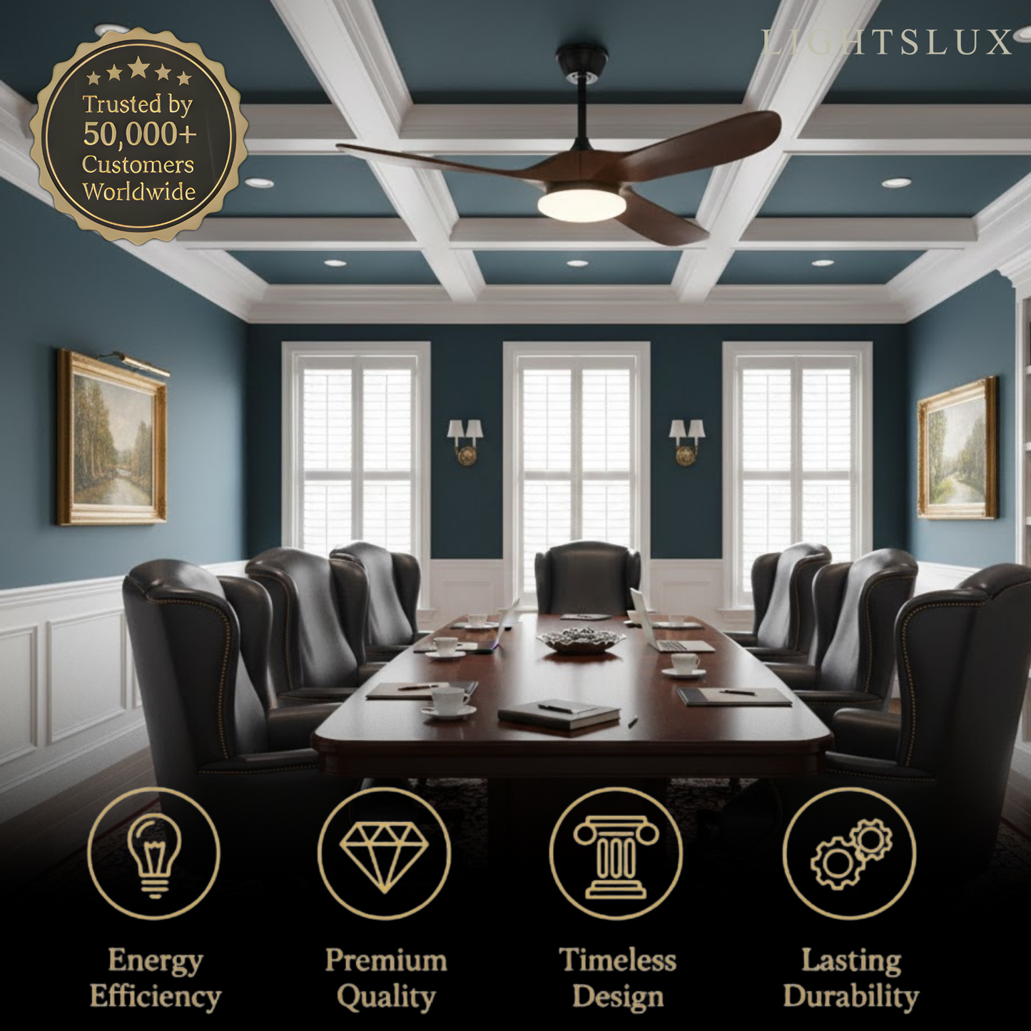 Zenno Modern Wood Ceiling Fan Light – 42” 52” Adjustable Airflow & Light Dining Room