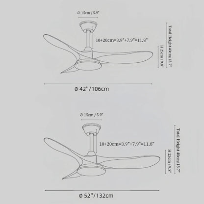 Zenno Modern Wood Ceiling Fan Light – 42” 52” Adjustable Airflow & Light Dining Room