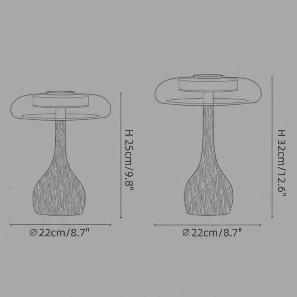 Modern Table Lamp – Wood Base & Amber Glass Shade for Desk Bedside Console