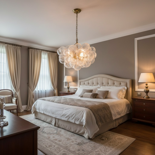 Modern Chandelier – Bubble Etched Glass 