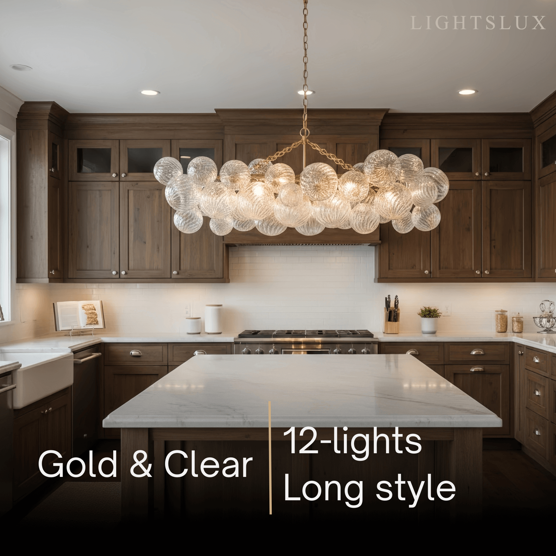 Modern Chandelier – Bubble Etched Glass 
