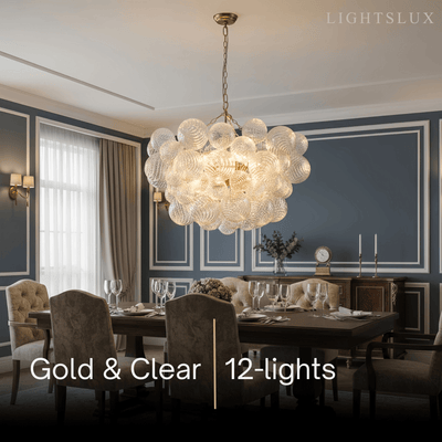 Modern Chandelier – Bubble Etched Glass 