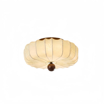 Modern Ceiling Light – Fabric Petal Floral Pattern Wood Accents for Bedroom Living Space