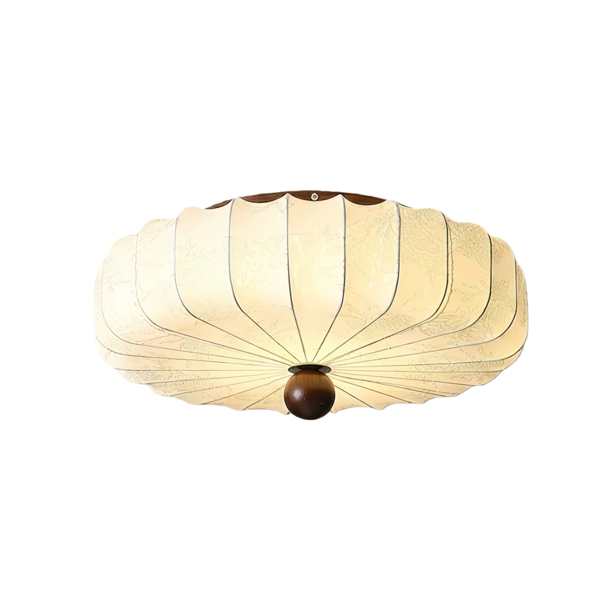 Modern Ceiling Light – Fabric Petal Floral Pattern Wood Accents for Bedroom Living Space