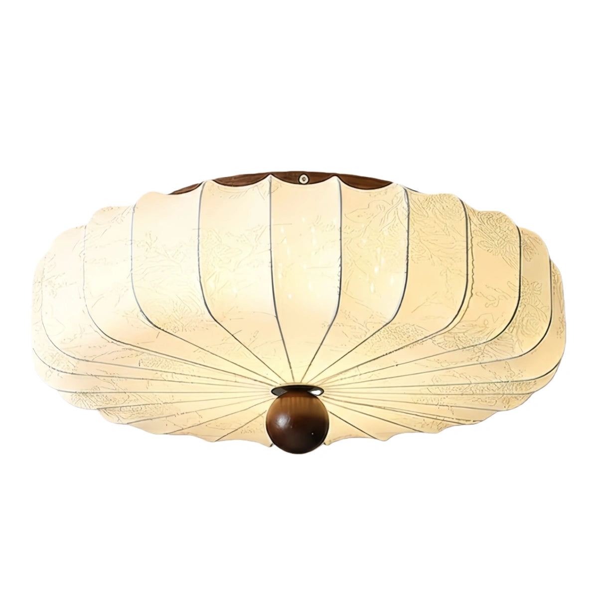 Modern Ceiling Light – Fabric Petal Floral Pattern Wood Accents for Bedroom Living Space