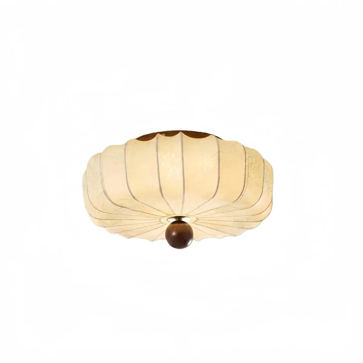 Modern Ceiling Light – Fabric Petal Floral Pattern Wood Accents