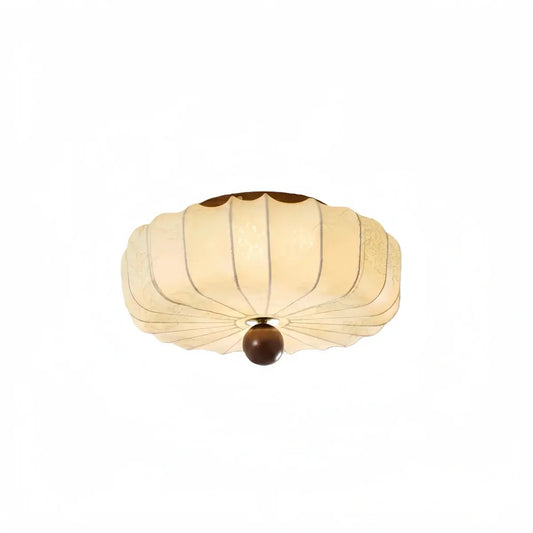 Modern Ceiling Light – Fabric Petal Floral Pattern Wood Accents