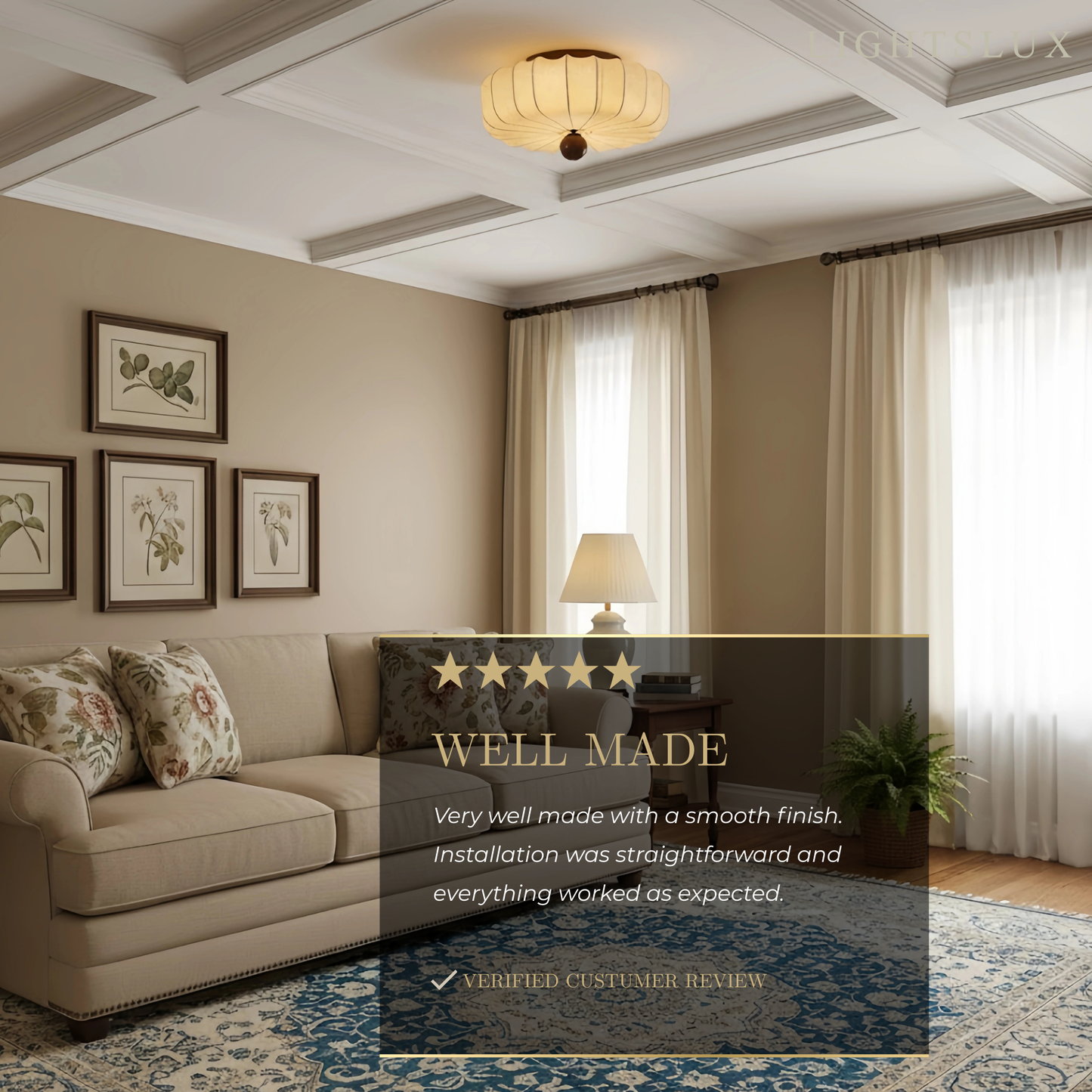 Modern Ceiling Light – Fabric Petal Floral Pattern Wood Accents for Bedroom Living Space