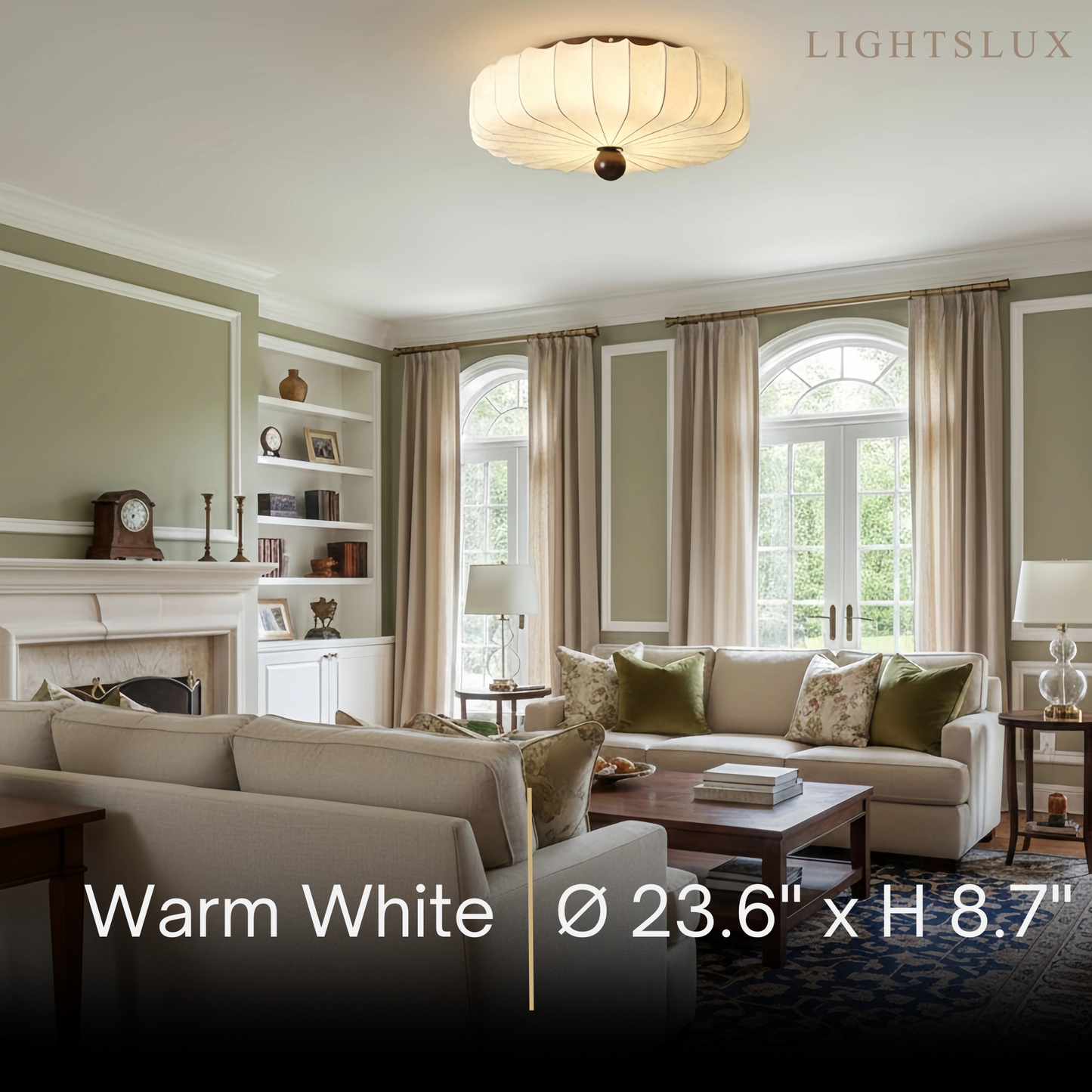 Modern Ceiling Light – Fabric Petal Floral Pattern Wood Accents for Bedroom Living Space