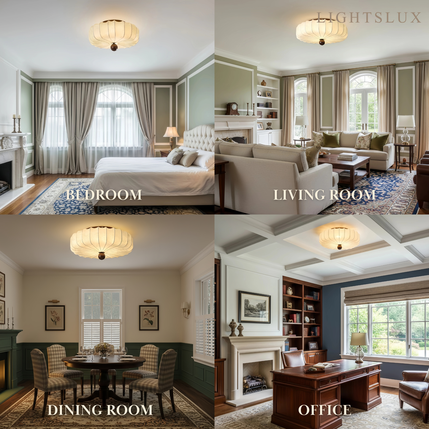 Modern Ceiling Light – Fabric Petal Floral Pattern Wood Accents for Bedroom Living Space