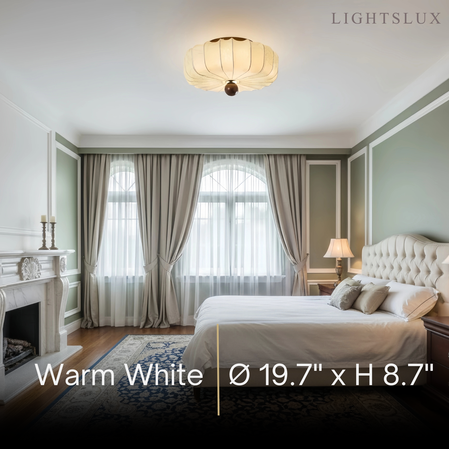 Modern Ceiling Light – Fabric Petal Floral Pattern Wood Accents for Bedroom Living Space