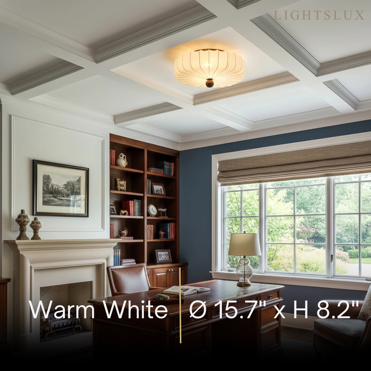 Modern Ceiling Light – Fabric Petal Floral Pattern Wood Accents for Bedroom Living Space