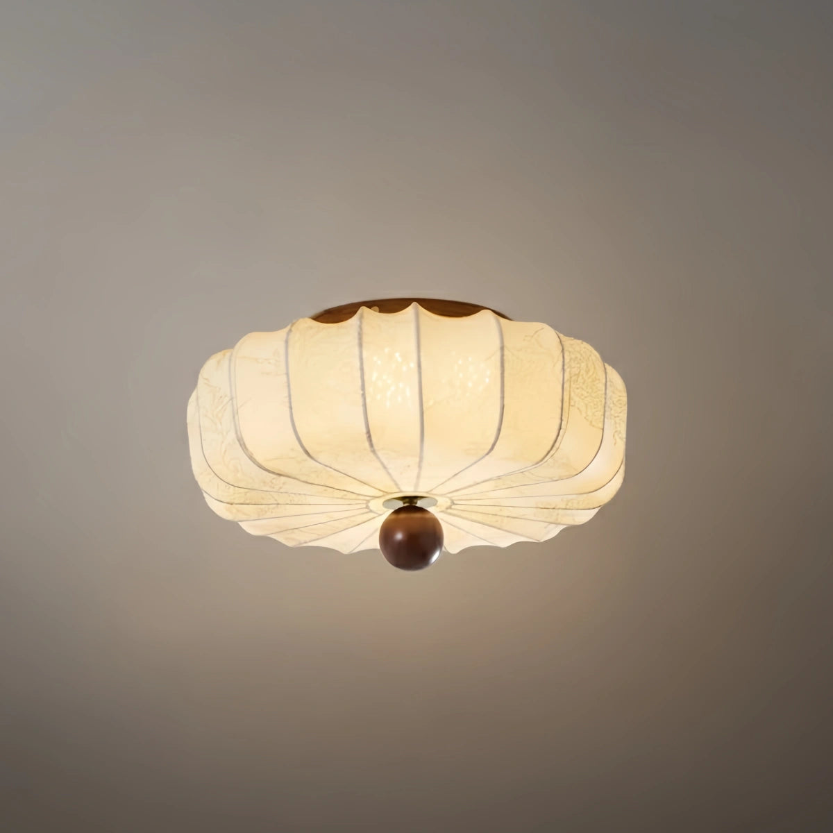 Modern Ceiling Light – Fabric Petal Floral Pattern Wood Accents for Bedroom Living Space